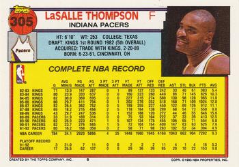 1992-93 Topps #305 LaSalle Thompson Back