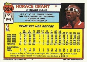 1992-93 Topps #324 Horace Grant Back