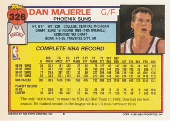 1992-93 Topps #326 Dan Majerle Back