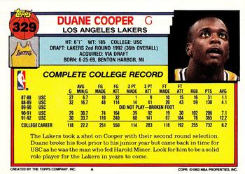 1992-93 Topps #329 Duane Cooper Back