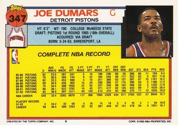 1992-93 Topps #347 Joe Dumars Back
