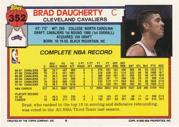 1992-93 Topps #352 Brad Daugherty Back