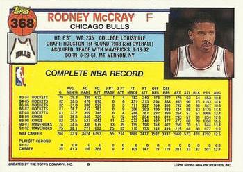 1992-93 Topps #368 Rodney McCray Back