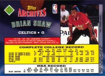 1992-93 Topps Archives #111 Brian Shaw Back