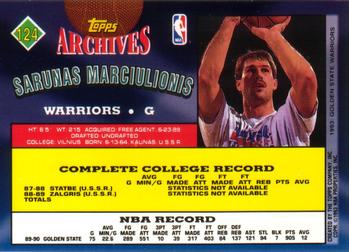 1992-93 Topps Archives #124 Sarunas Marciulionis Back