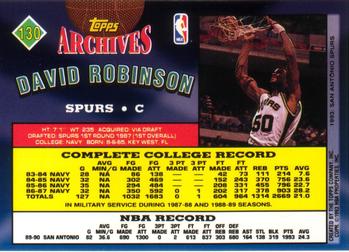 1992-93 Topps Archives #130 David Robinson Back