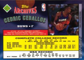 1992-93 Topps Archives #132 Cedric Ceballos Back