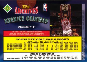 1992-93 Topps Archives #133 Derrick Coleman Back