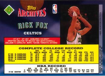 1992-93 Topps Archives #143 Rick Fox Back