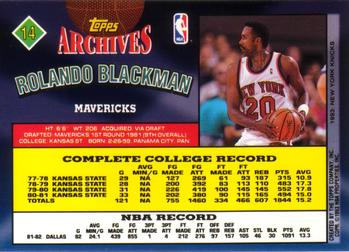 1992-93 Topps Archives #14 Rolando Blackman Back