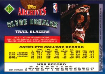 1992-93 Topps Archives #33 Clyde Drexler Back