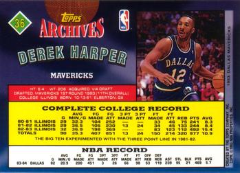 1992-93 Topps Archives #36 Derek Harper Back