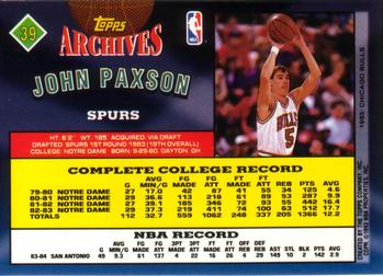 1992-93 Topps Archives #39 John Paxson Back