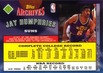 1992-93 Topps Archives #51 Jay Humphries Back