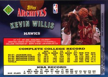1992-93 Topps Archives #59 Kevin Willis Back
