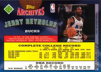 1992-93 Topps Archives #72 Jerry Reynolds Back