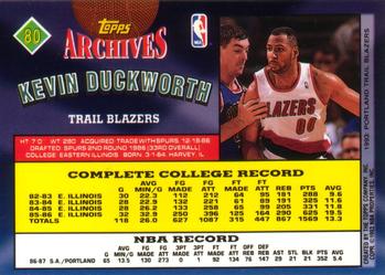 1992-93 Topps Archives #80 Kevin Duckworth Back