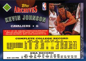 1992-93 Topps Archives #93 Kevin Johnson Back