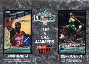 1992-93 Ultra #NNO Top 5 NBA Jammers (David Robinson / Dikembe Mutombo / Otis Thorpe / Hakeem Olajuwon / Shawn Kemp) Back