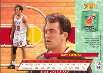 1992-93 Ultra #291 Matt Geiger Back