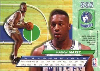 1992-93 Ultra #305 Marlon Maxey Back