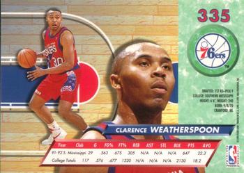 1992-93 Ultra #335 Clarence Weatherspoon Back