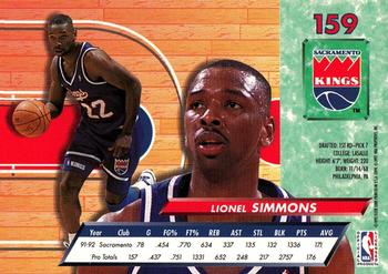1992-93 Ultra #159 Lionel Simmons Back