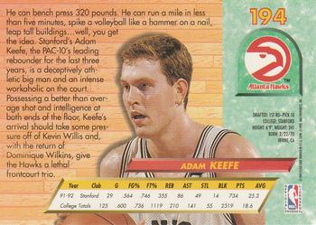 1992-93 Ultra #194 Adam Keefe Back