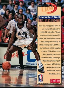 1992-93 Ultra - All-Rookie Series #7 Shaquille O'Neal Back