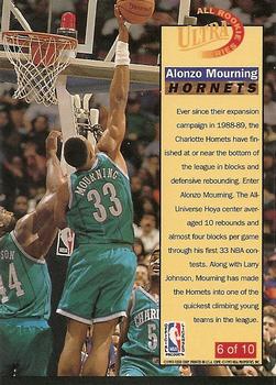 1992-93 Ultra - All-Rookie Series #6 Alonzo Mourning Back