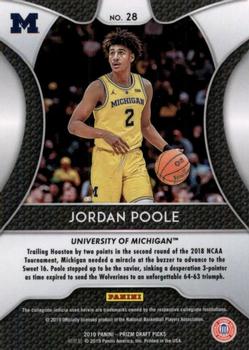 2019 Panini Prizm Draft Picks #28 Jordan Poole Back