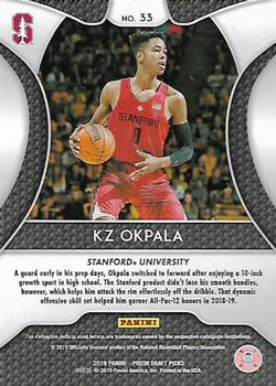 2019 Panini Prizm Draft Picks #33 KZ Okpala Back