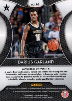 2019 Panini Prizm Draft Picks #68 Darius Garland Back