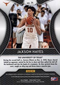 2019 Panini Prizm Draft Picks #71 Jaxson Hayes Back
