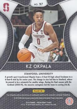 2019 Panini Prizm Draft Picks #97 KZ Okpala Back