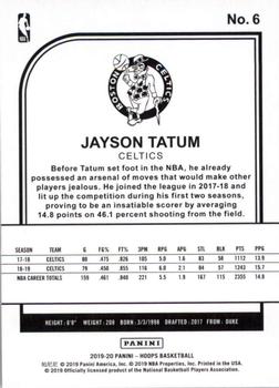 2019-20 Hoops #6 Jayson Tatum Back