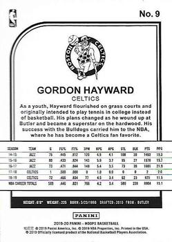 2019-20 Hoops #9 Gordon Hayward Back