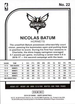 2019-20 Hoops #22 Nicolas Batum Back