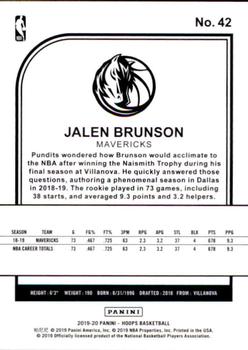 2019-20 Hoops #42 Jalen Brunson Back