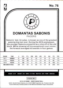 2019-20 Hoops #76 Domantas Sabonis Back