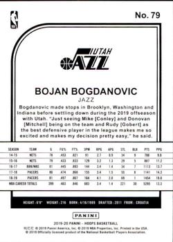 2019-20 Hoops #79 Bojan Bogdanovic Back