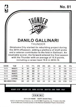 2019-20 Hoops #81 Danilo Gallinari Back