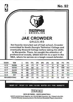 2019-20 Hoops #92 Jae Crowder Back