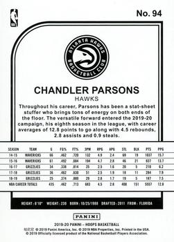 2019-20 Hoops #94 Chandler Parsons Back