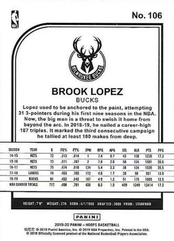 2019-20 Hoops #106 Brook Lopez Back