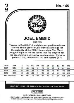 2019-20 Hoops #145 Joel Embiid Back