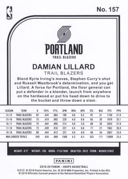 2019-20 Hoops #157 Damian Lillard Back