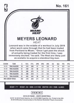 2019-20 Hoops #161 Meyers Leonard Back