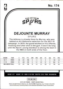 2019-20 Hoops #174 Dejounte Murray Back
