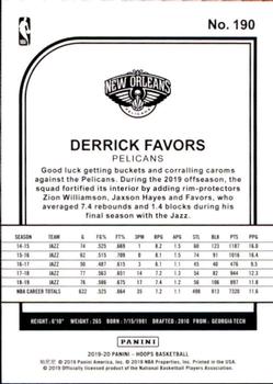 2019-20 Hoops #190 Derrick Favors Back